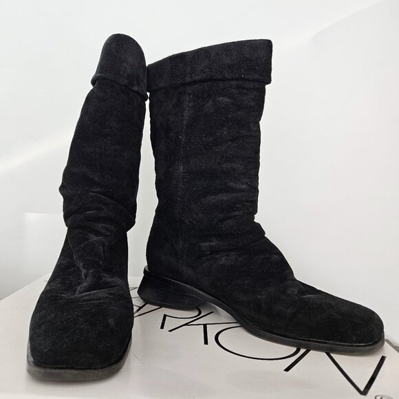 Black Suede Boots Size 8 - Picture 1 of 9